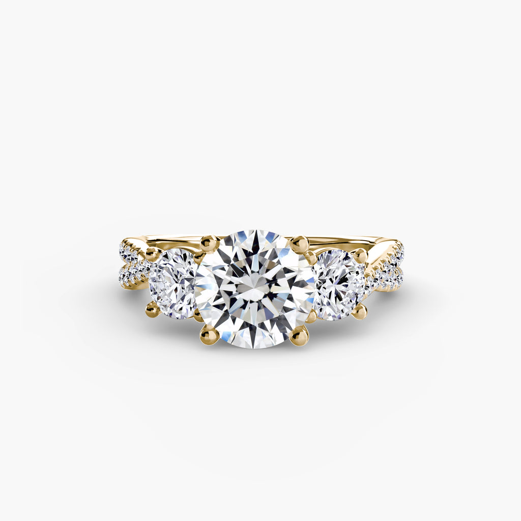 Der Drei Stein Ring mit Pavé Band 2