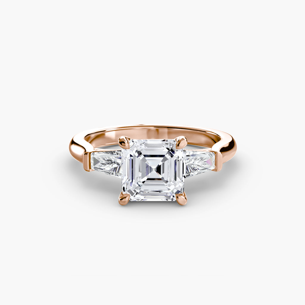 Der Drei Stein Ring (Baguette Seitensteine)