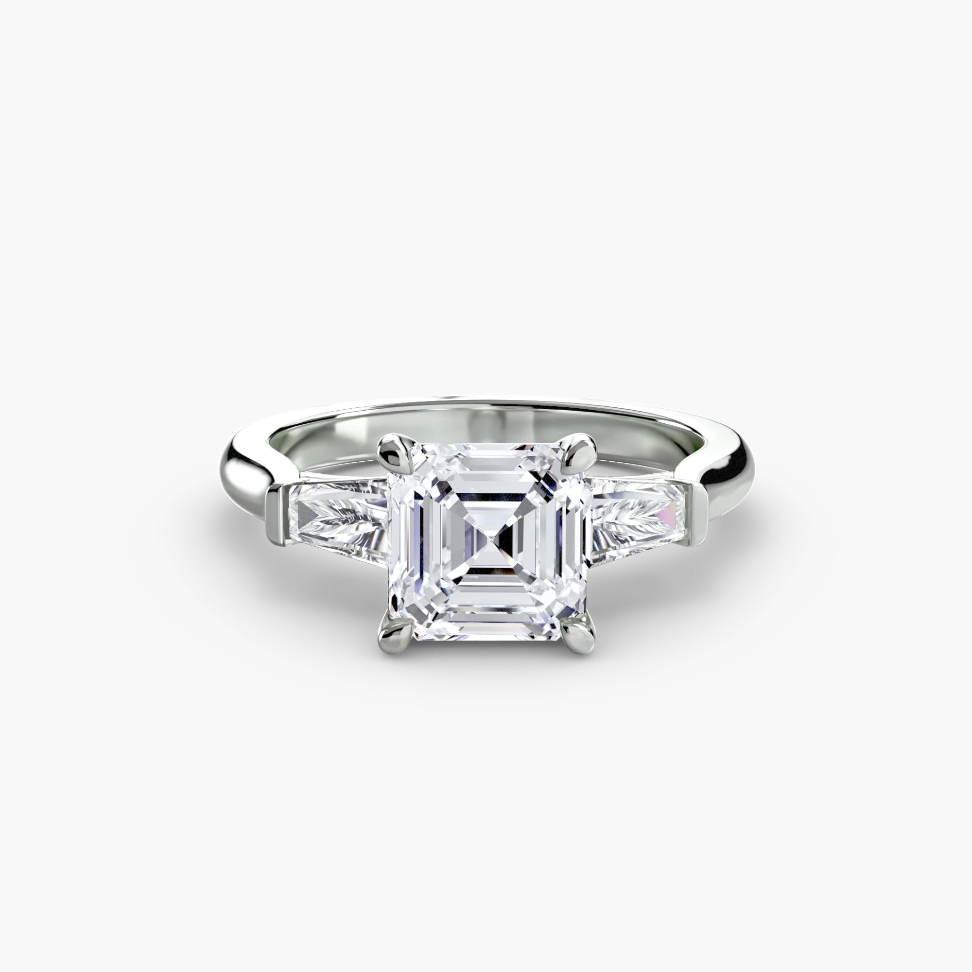 Der Drei Stein Ring (Baguette Seitensteine)