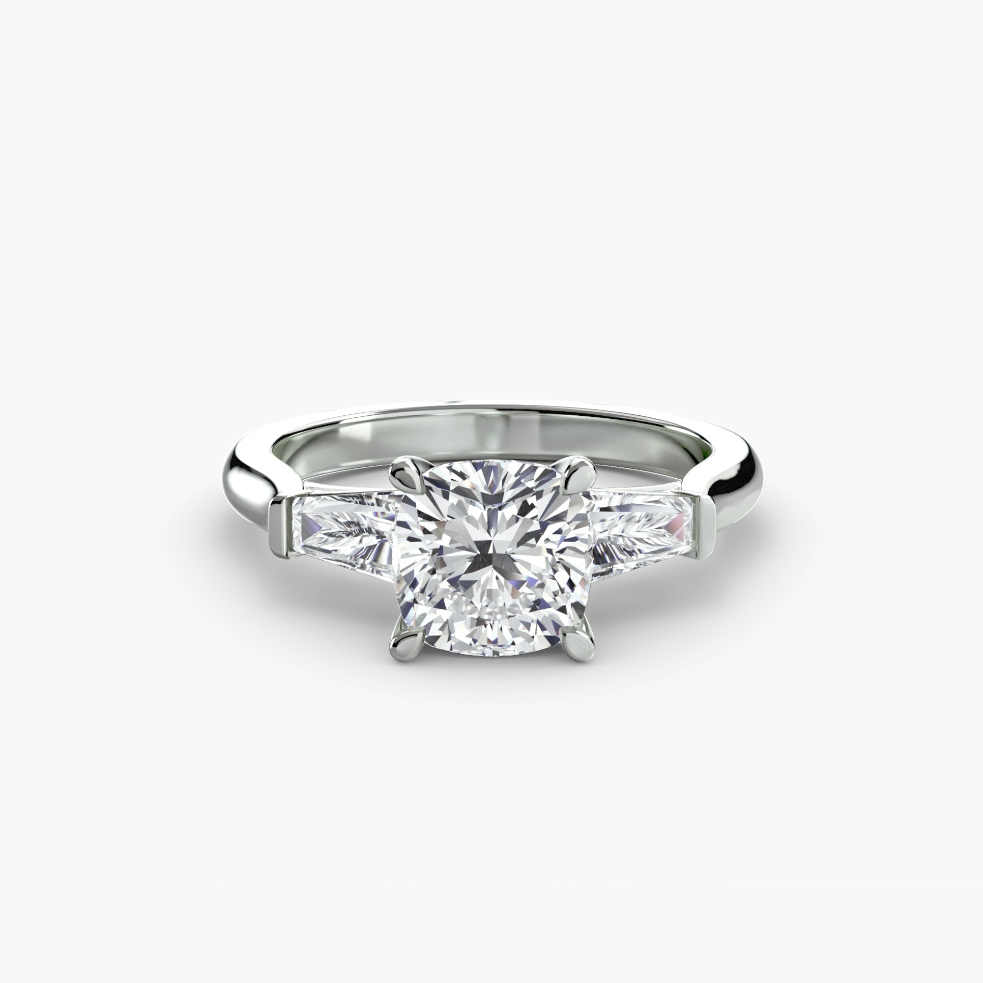 Der Drei Stein Ring (Baguette Seitensteine)