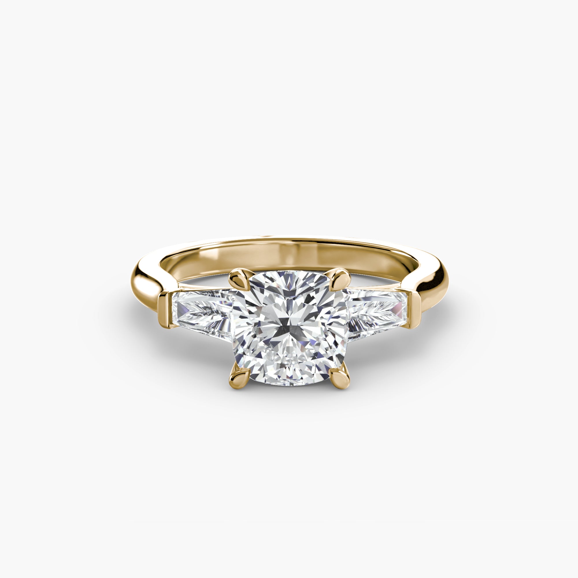 Der Drei Stein Ring (Baguette Seitensteine)