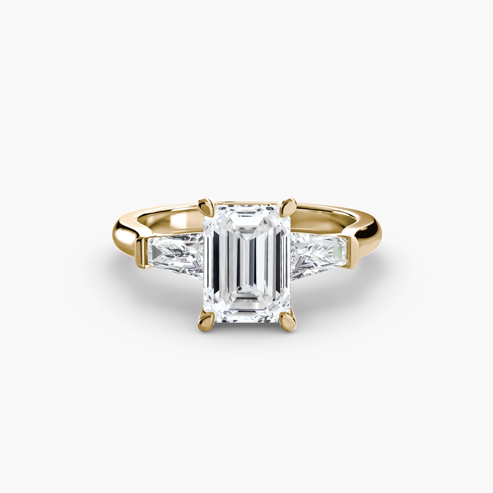 Der Drei Stein Ring (Baguette Seitensteine)