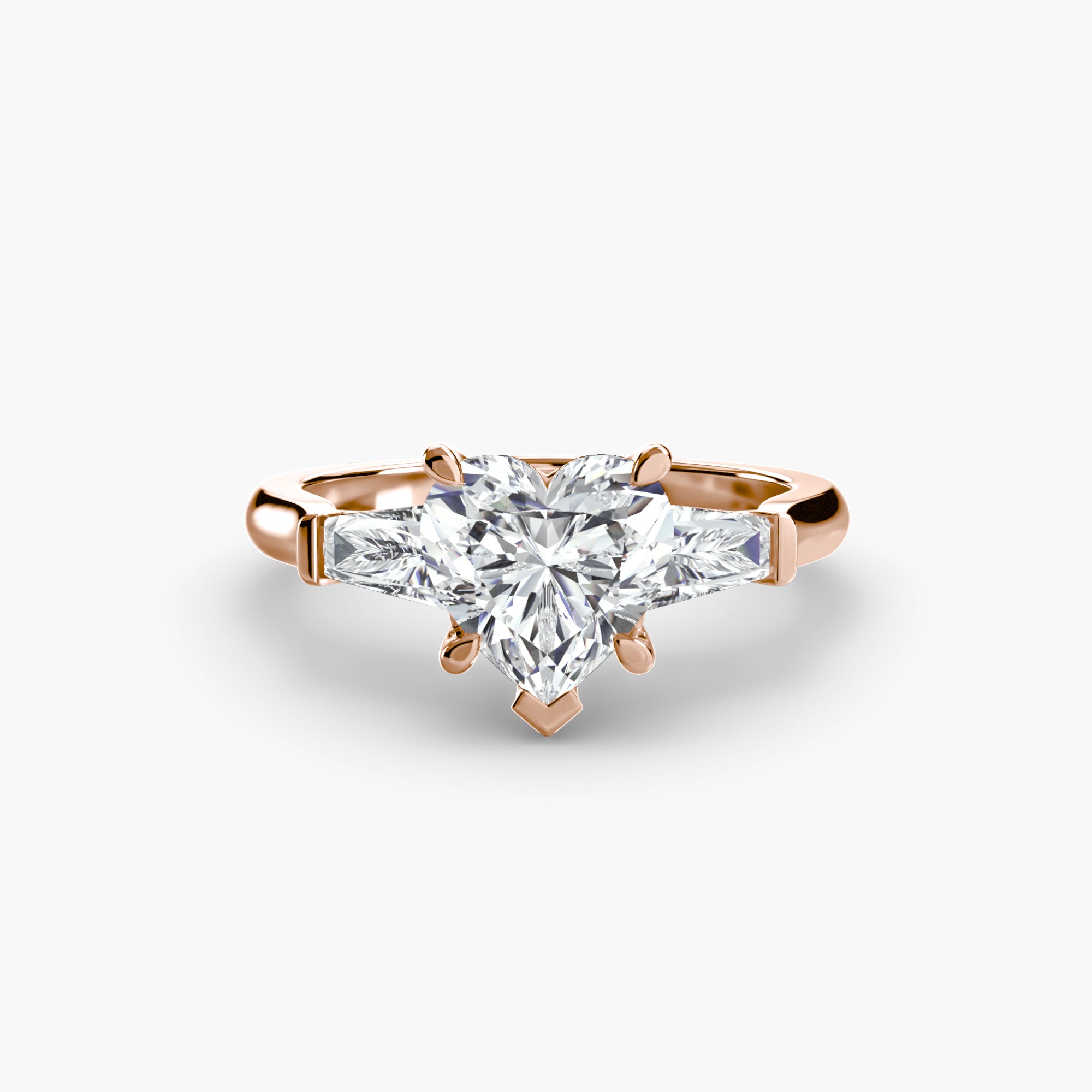 Der Drei Stein Ring (Baguette Seitensteine)