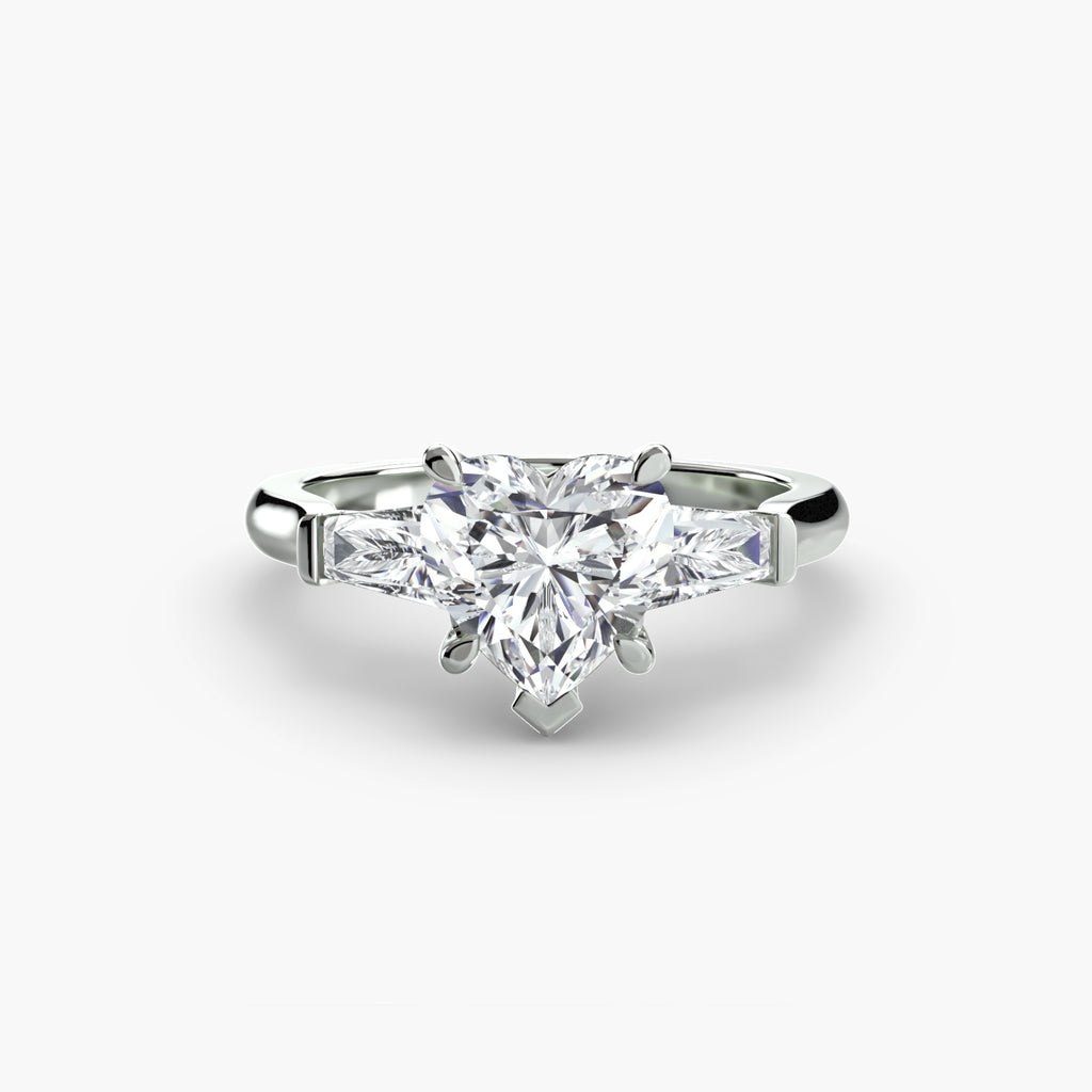 Der Drei Stein Ring (Baguette Seitensteine)