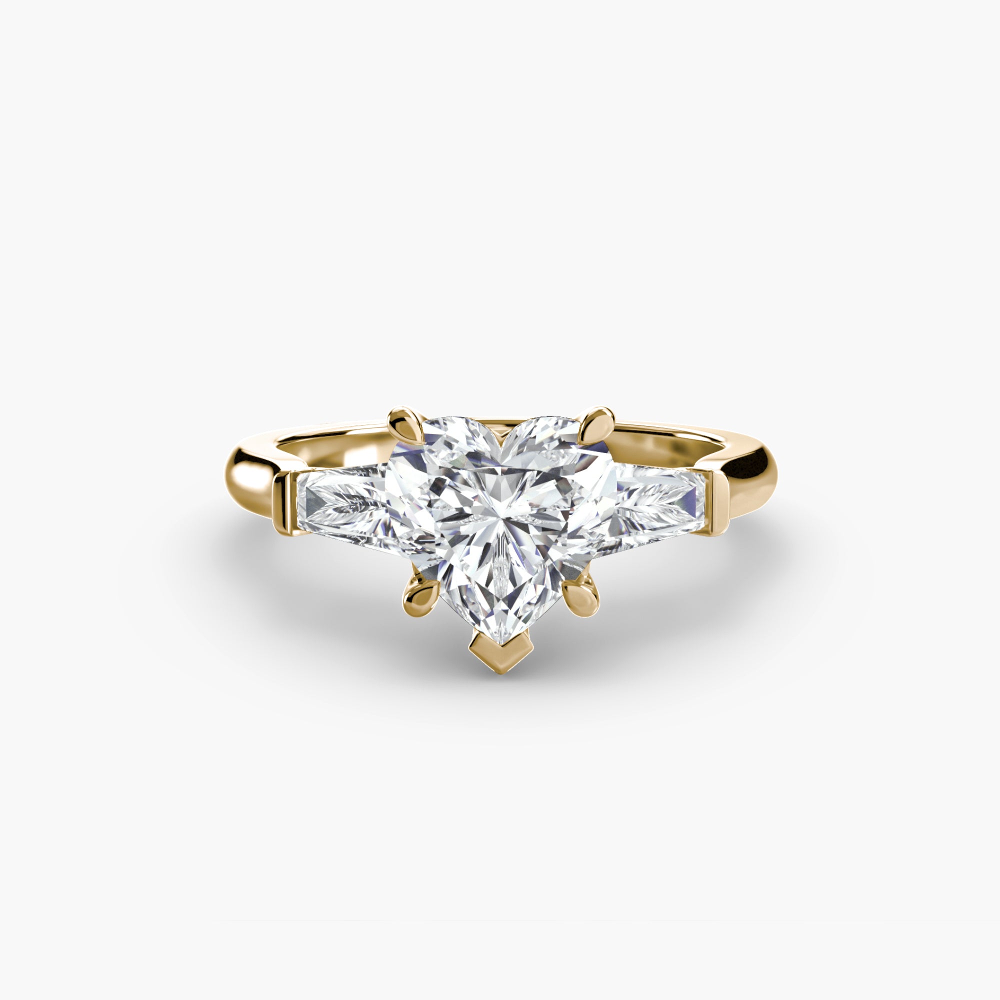 Der Drei Stein Ring (Baguette Seitensteine)