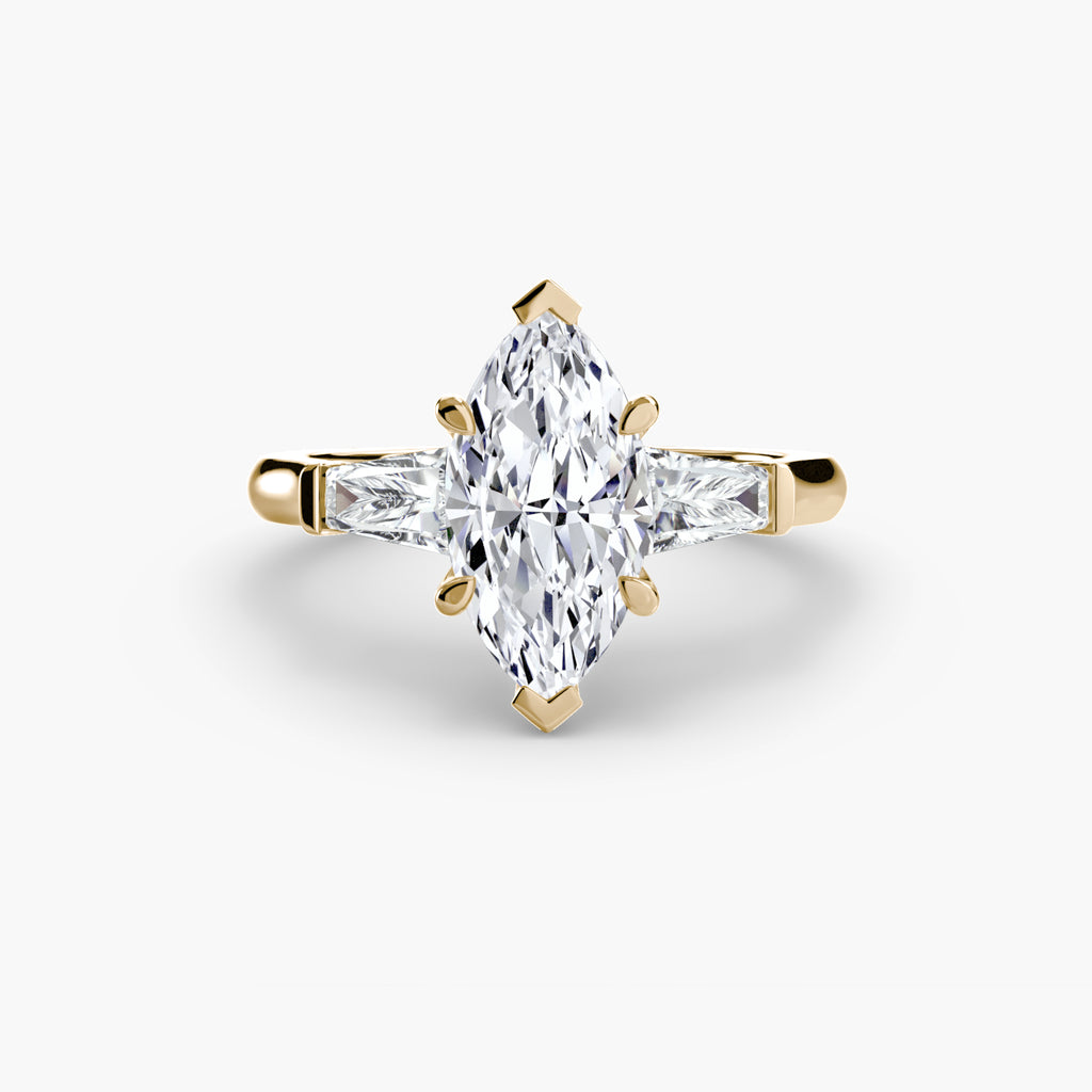 Der Drei Stein Ring (Baguette Seitensteine)