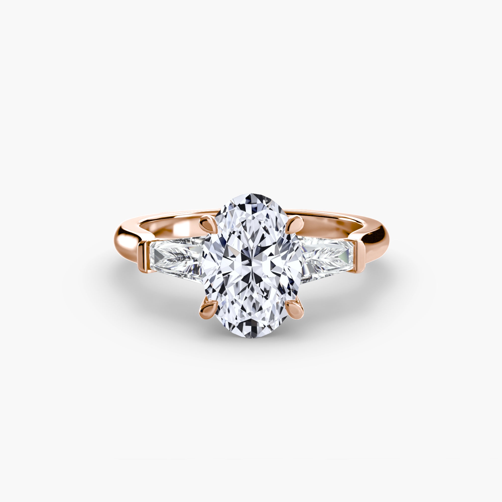 Der Drei Stein Ring (Baguette Seitensteine)