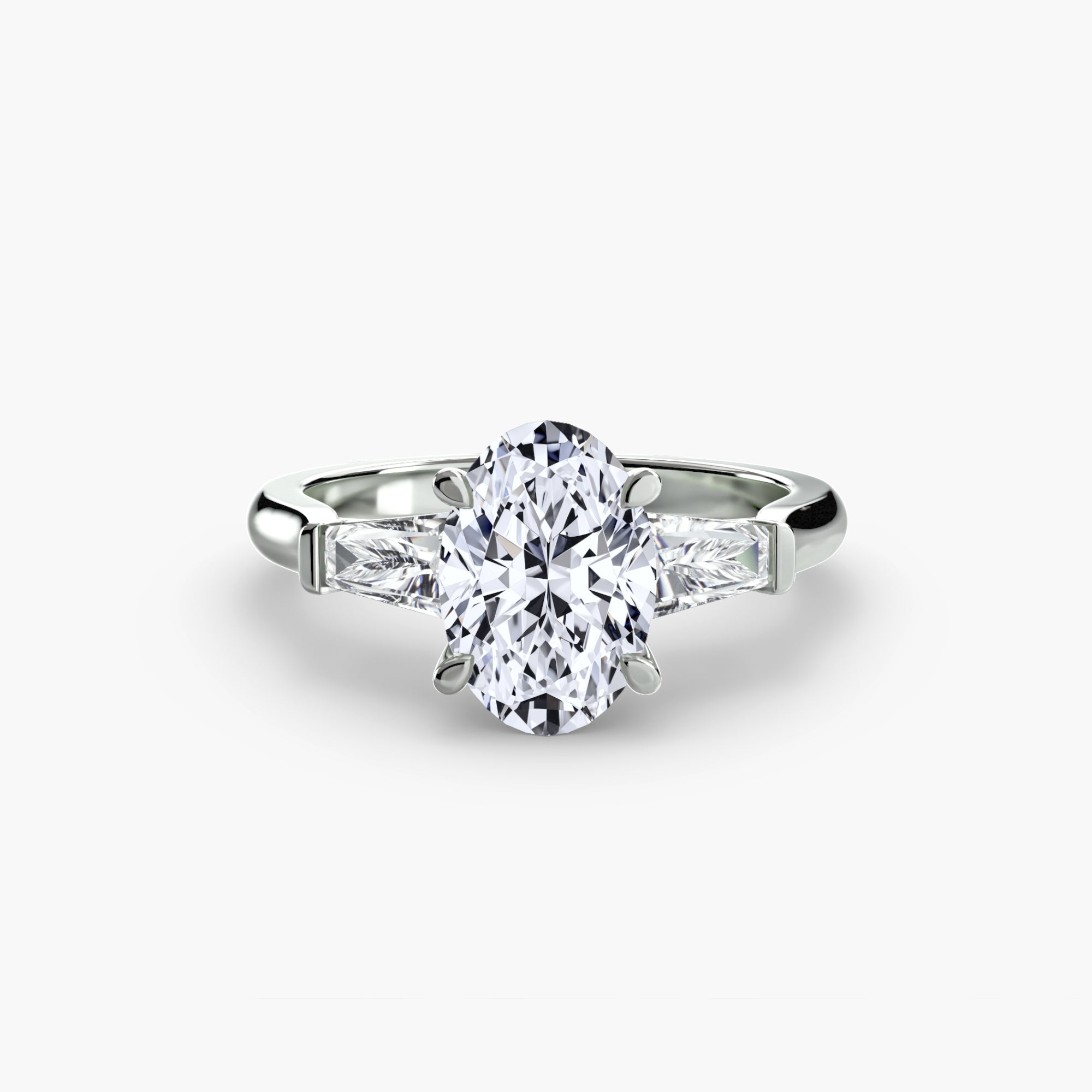 Der Drei Stein Ring (Baguette Seitensteine)
