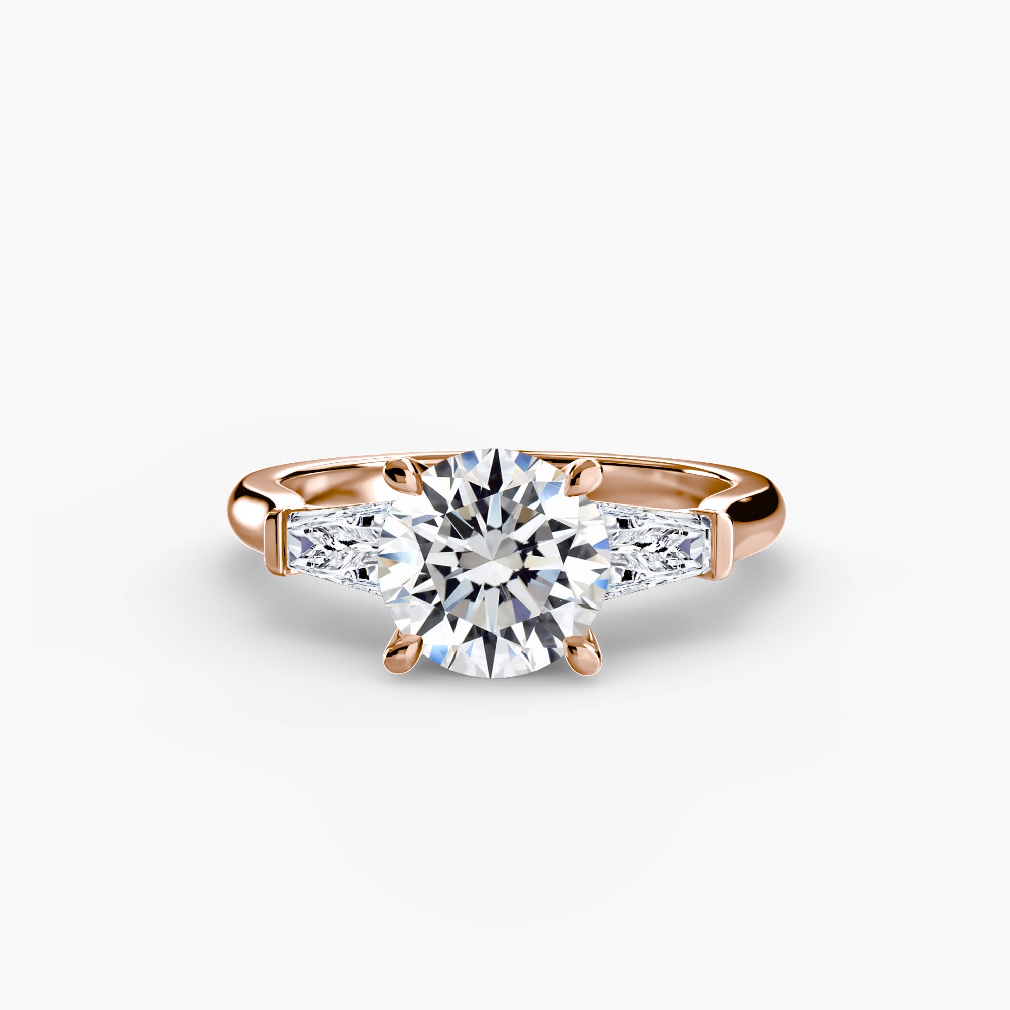 Der Drei Stein Ring (Baguette Seitensteine)