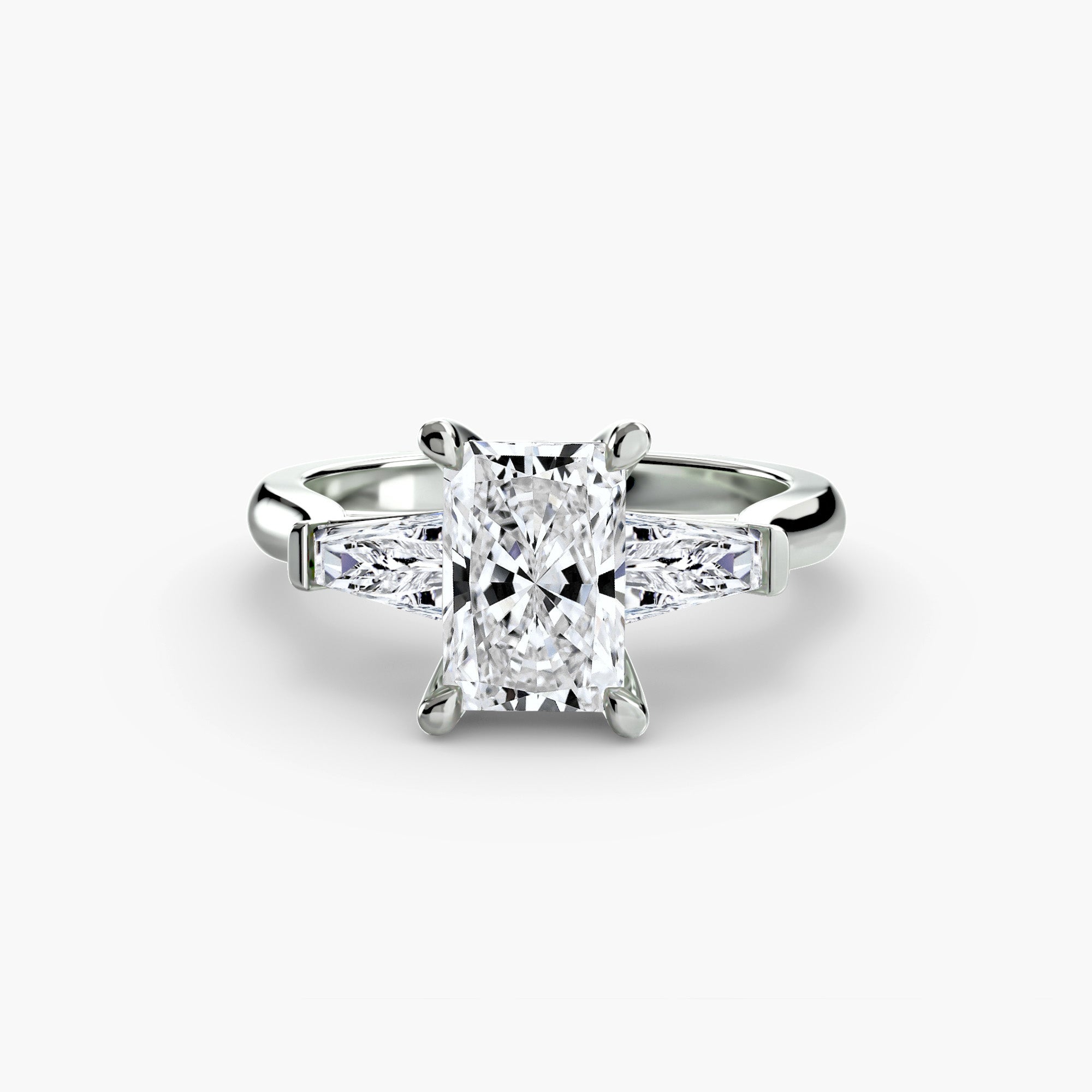 Der Drei Stein Ring 2 (Mit Baguette Seitensteinen)