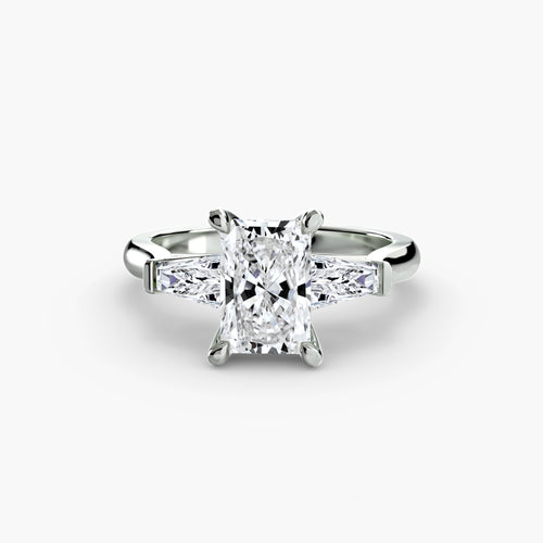 Der Drei Stein Ring 2 (Mit Baguette Seitensteinen)
