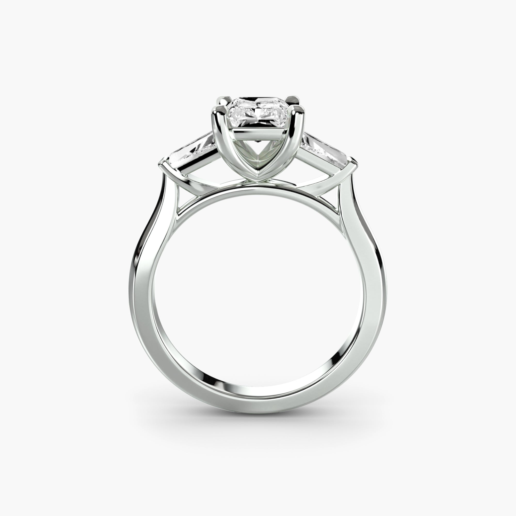 Der Drei Stein Ring 2 (Mit Baguette Seitensteinen)