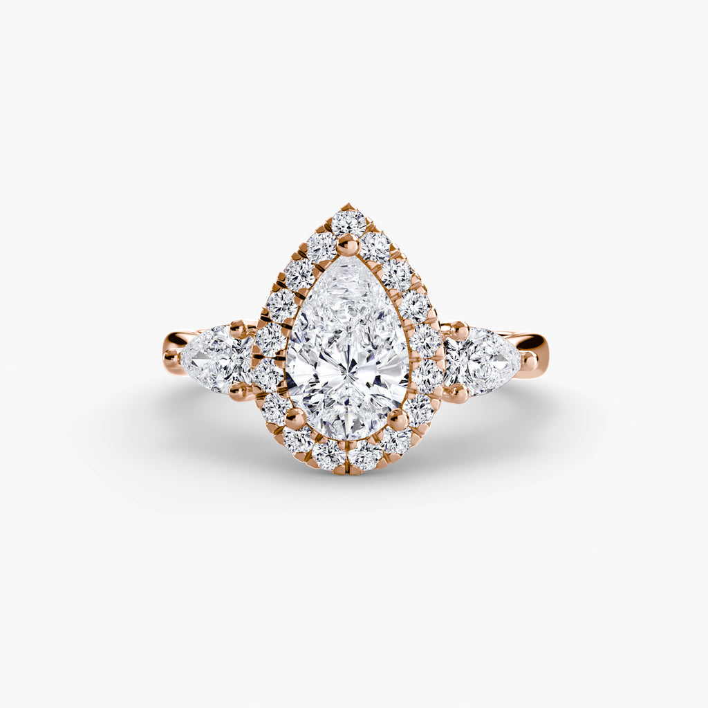 Der Drei Stein Ring mit Halo