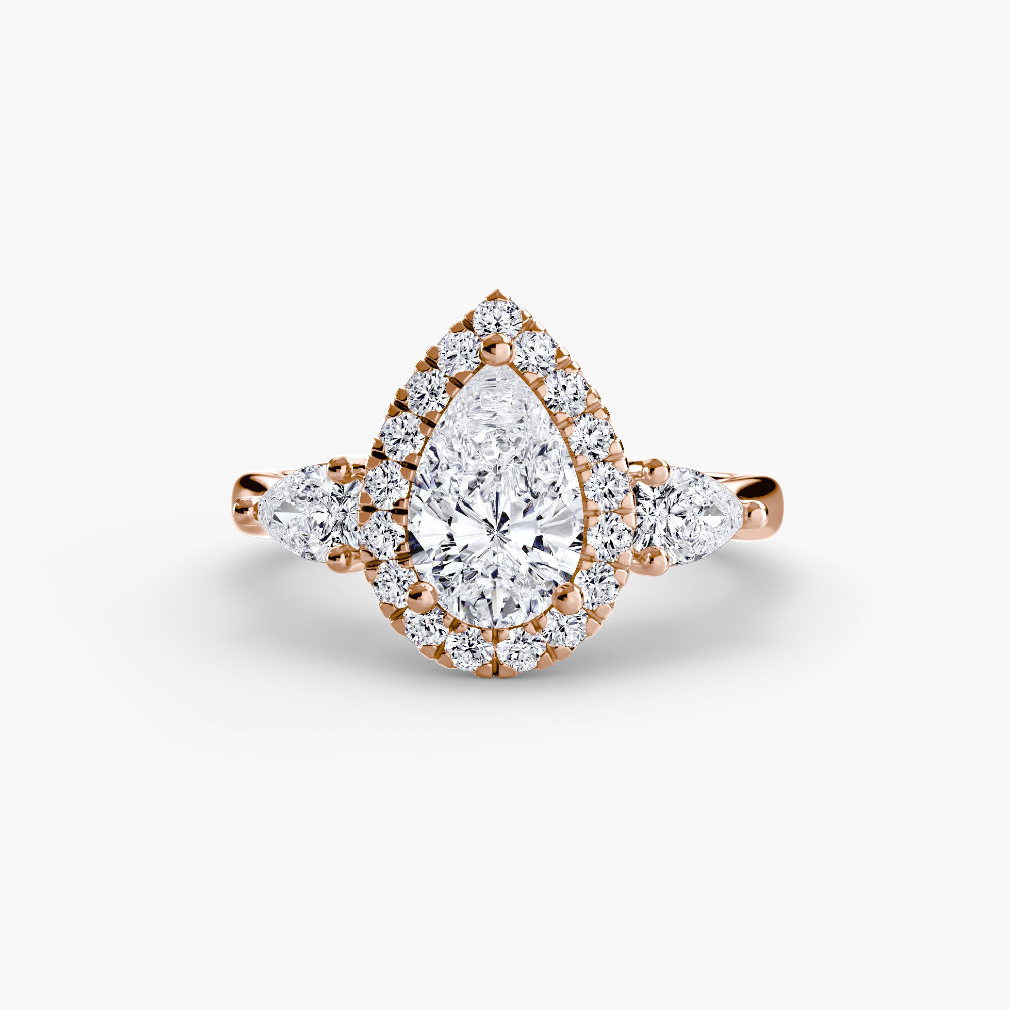 Der Drei Stein Ring mit Halo