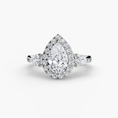 Der Drei Stein Ring mit Halo