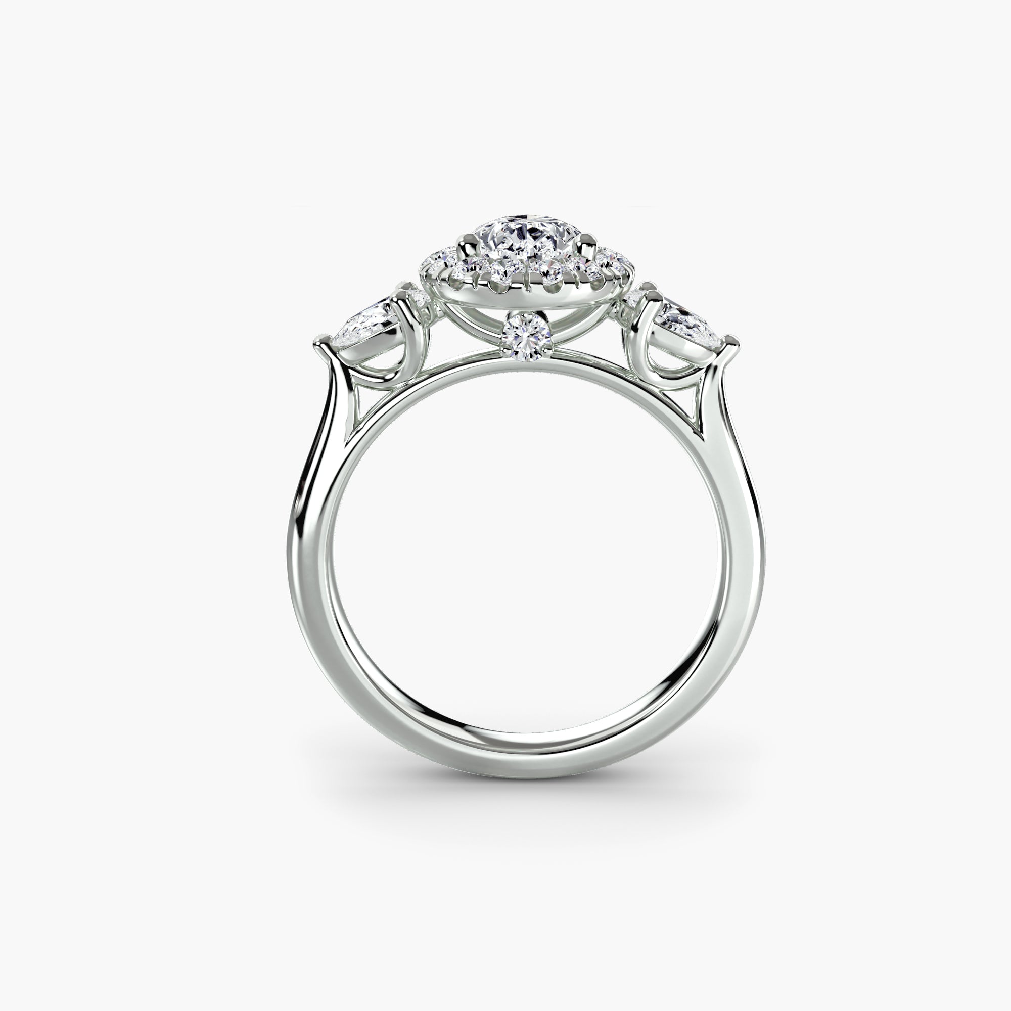 Der Drei Stein Ring mit Halo