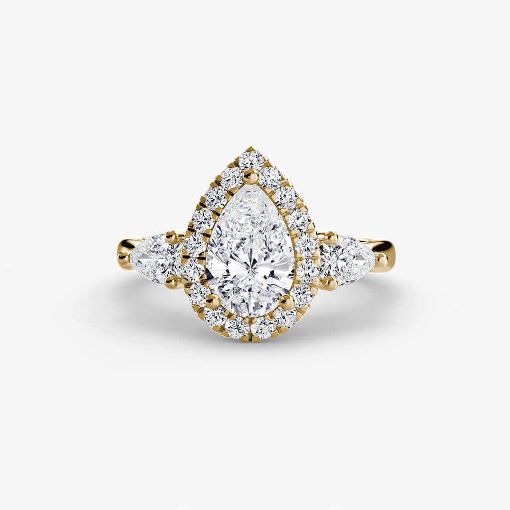 Der Drei Stein Ring mit Halo