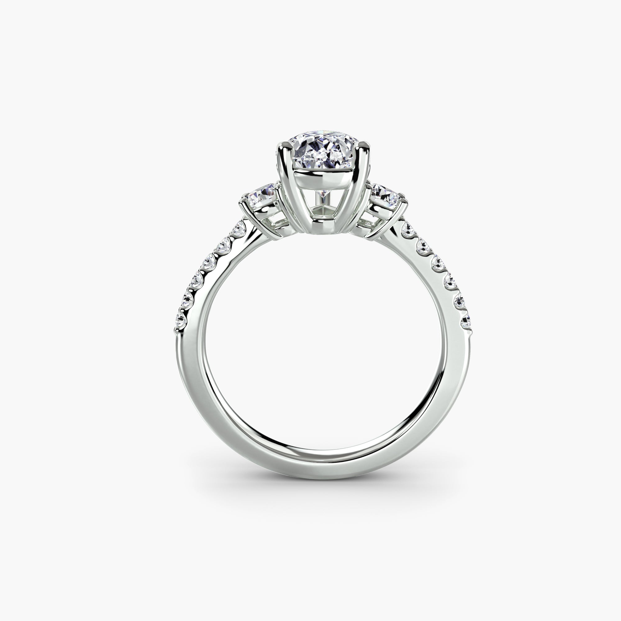 Der Drei Stein Ring mit Pavé Band 5