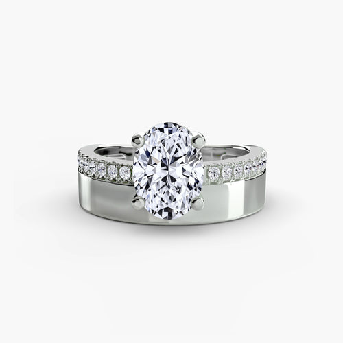 Breitband Solitaire mit Pavé Band