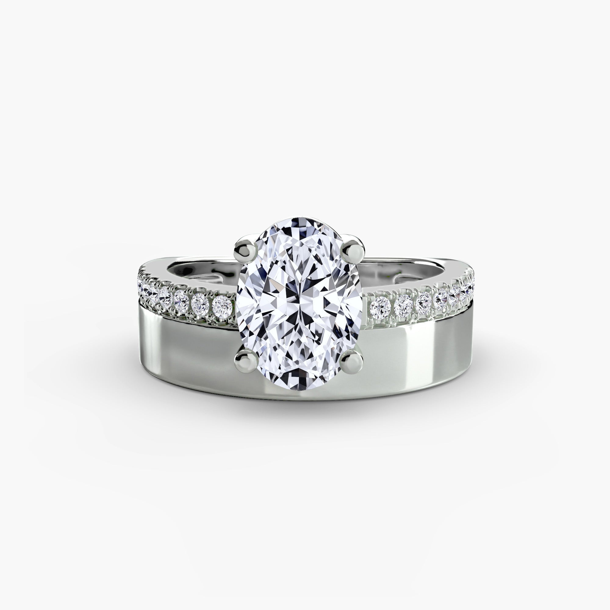 Breitband Solitaire mit Pavé Band