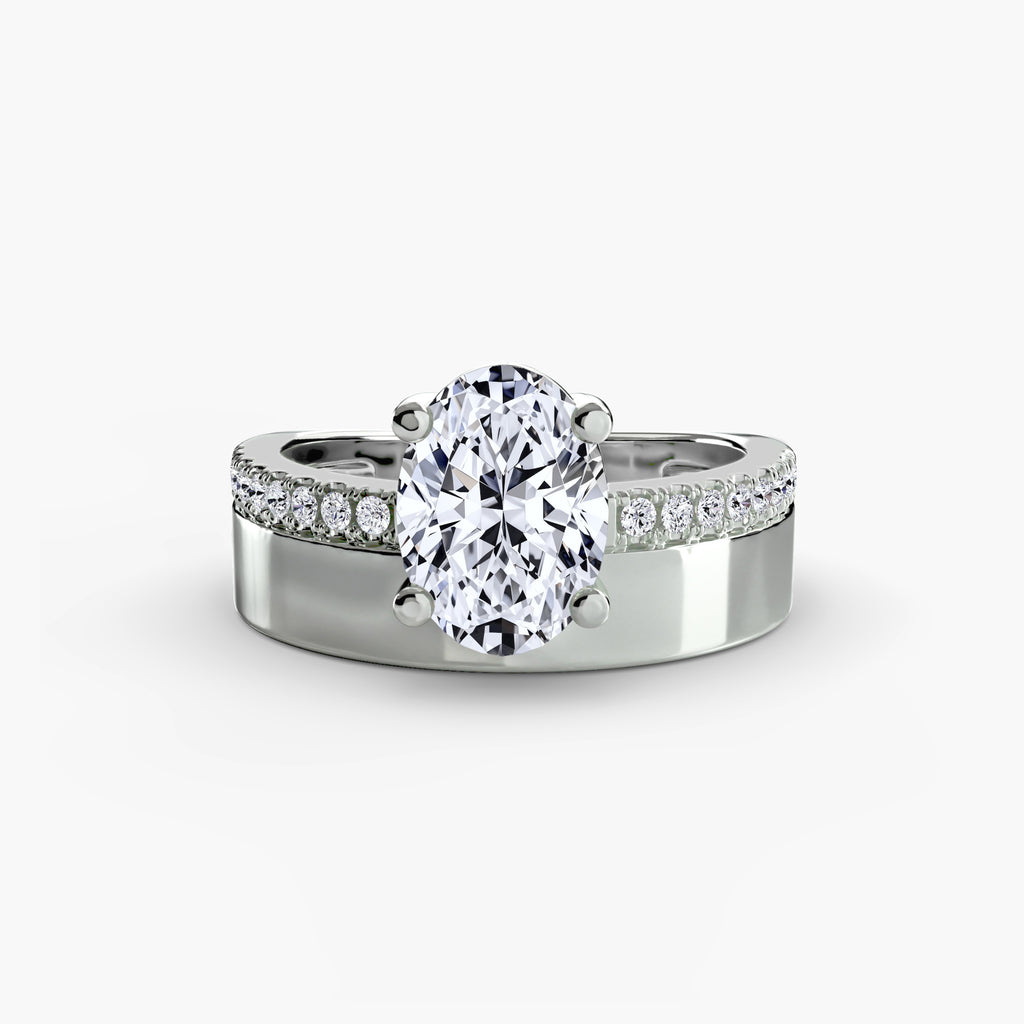 Breitband Solitaire mit Pavé Band