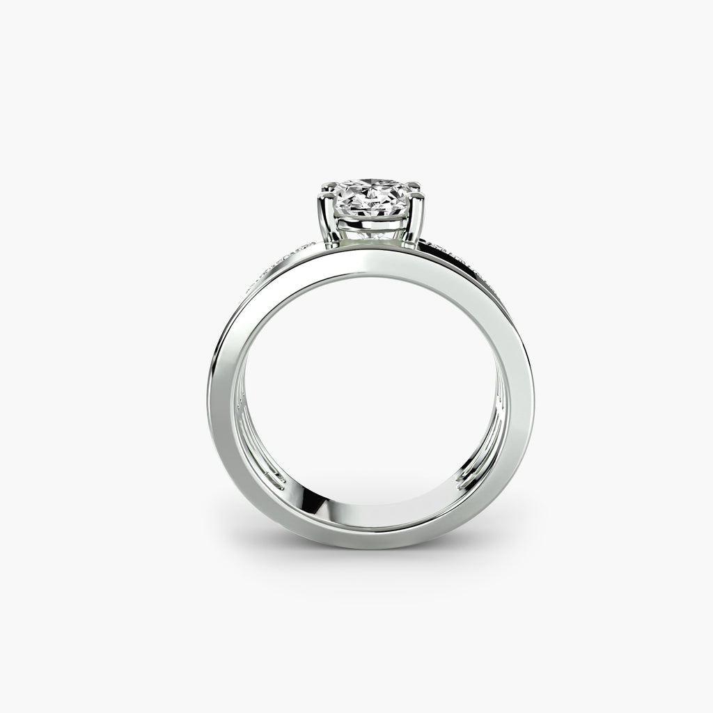 Breitband Solitaire mit Pavé Band